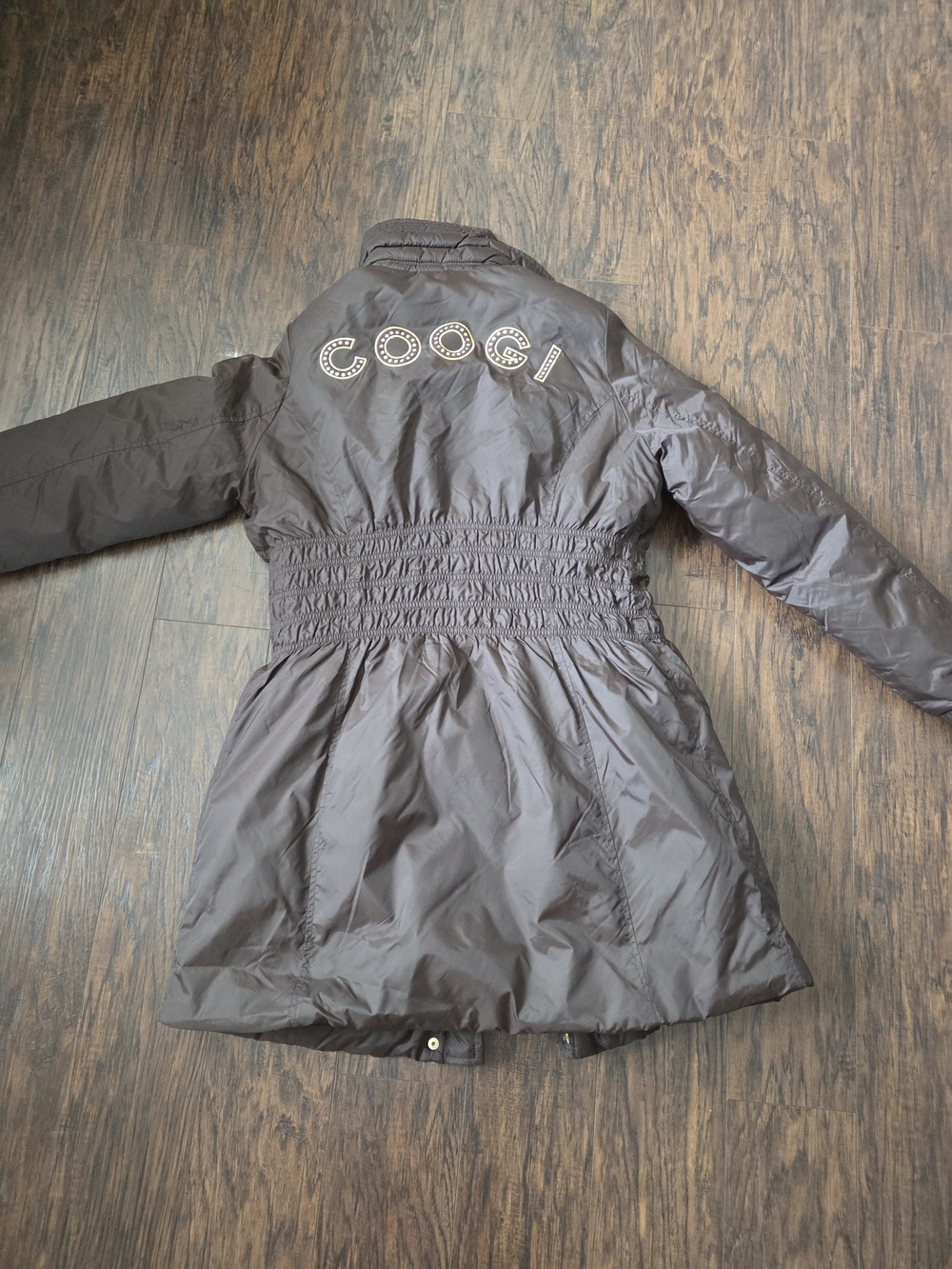 Coogi Embellished Puffer Coat in Dark Brown